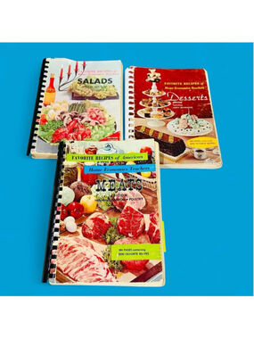 Vintage Cookbook Lot 3 Home Economics Teachers Meats Salads Desserts